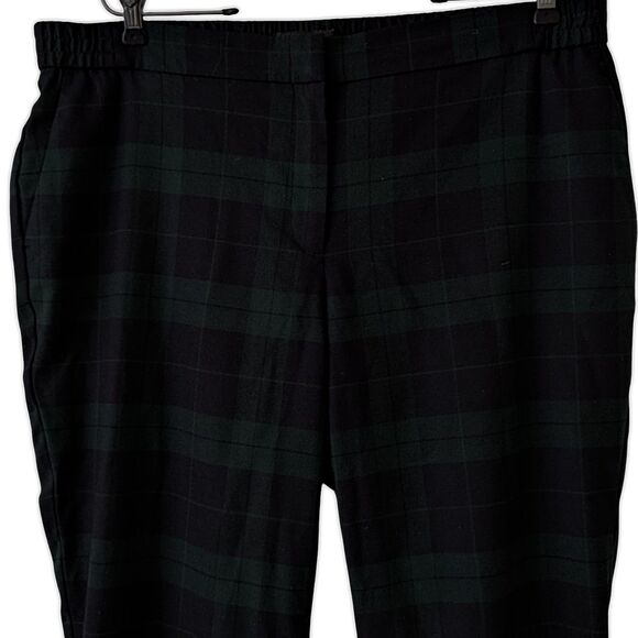Talbots Woman 14W Wool Pants Lined Tapered Leg Stretchy Waist Plaid Office VGUC - Picture 2 of 6